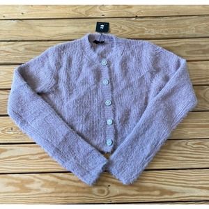 NWT G Edition Fuzzy Cardigan Small Women’s Lavender Button Front MSRP $44.95